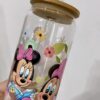 Taza vidrio con tapa y pajita minnie bebe