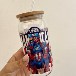 Taza de vidrio 550 ml CAPITÁN AMERICA