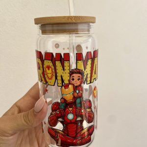 Taza de vidrio 550 ml IRON MAN