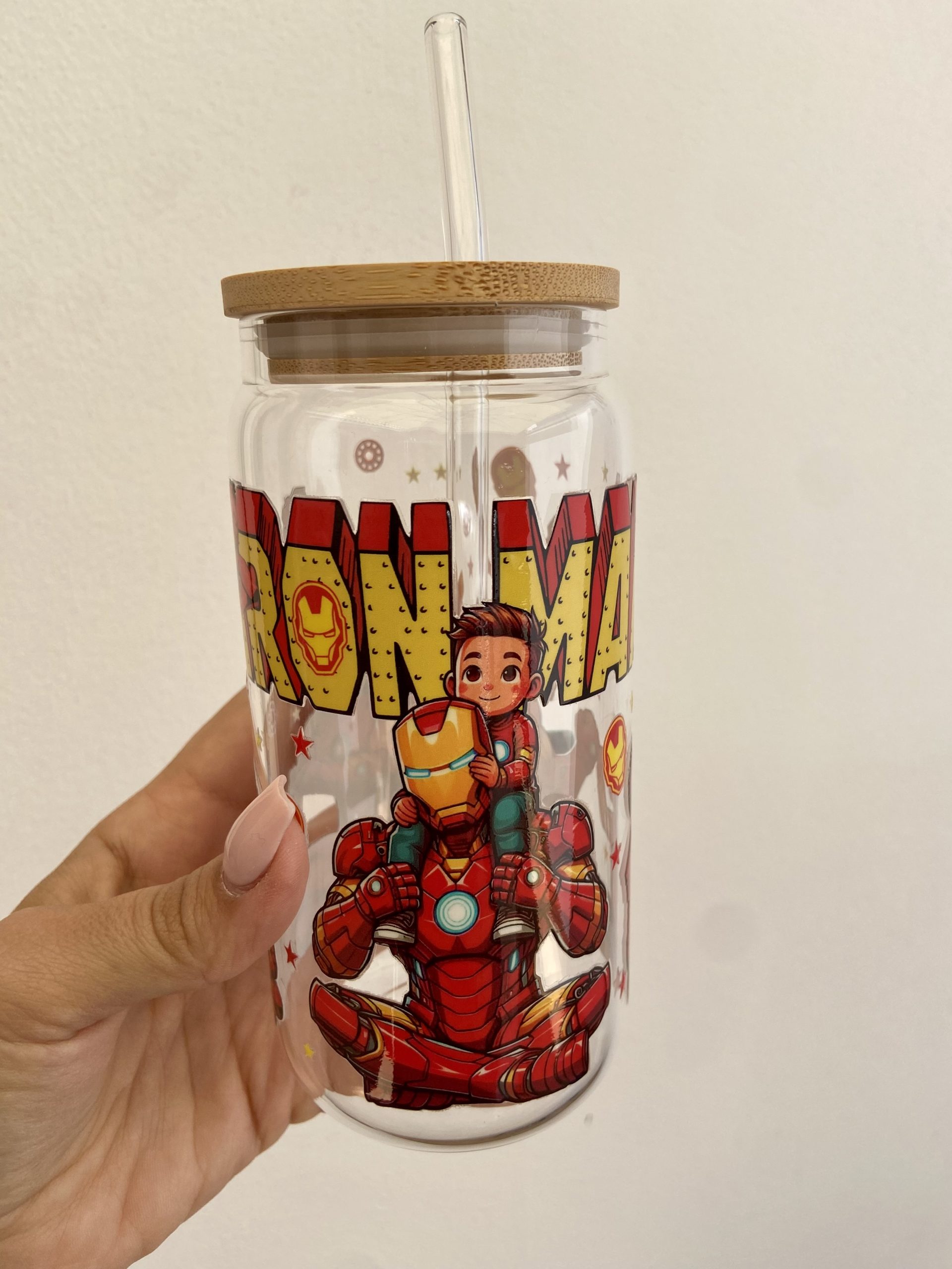 Taza de vidrio 550 ml IRON MAN