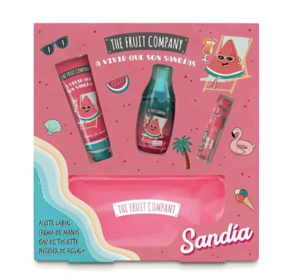 Set Summer Sandía EDT + Crema de Manos + Aceite Labial + Neceser