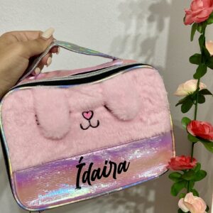 Neceser peluche Rosa personalizado con nombre