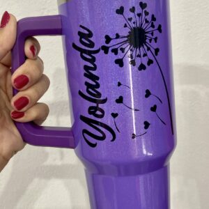 Alternative view of Vaso térmico de acero inoxidable de 1200 ml, con pajita y doble pared para bebidas calientes y frías MORADO DIENTE LEON