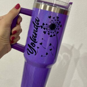 Vaso térmico de acero inoxidable de 1200 ml, con pajita y doble pared para bebidas calientes y frías MORADO DIENTE LEON