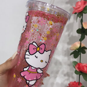 Taza con pajita 750 ml Personalizada Kitty