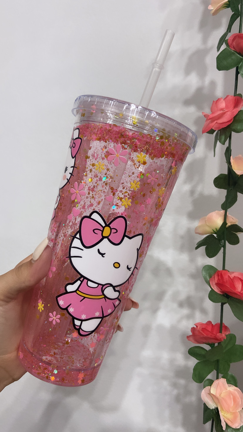 Taza con pajita 750 ml Personalizada Kitty