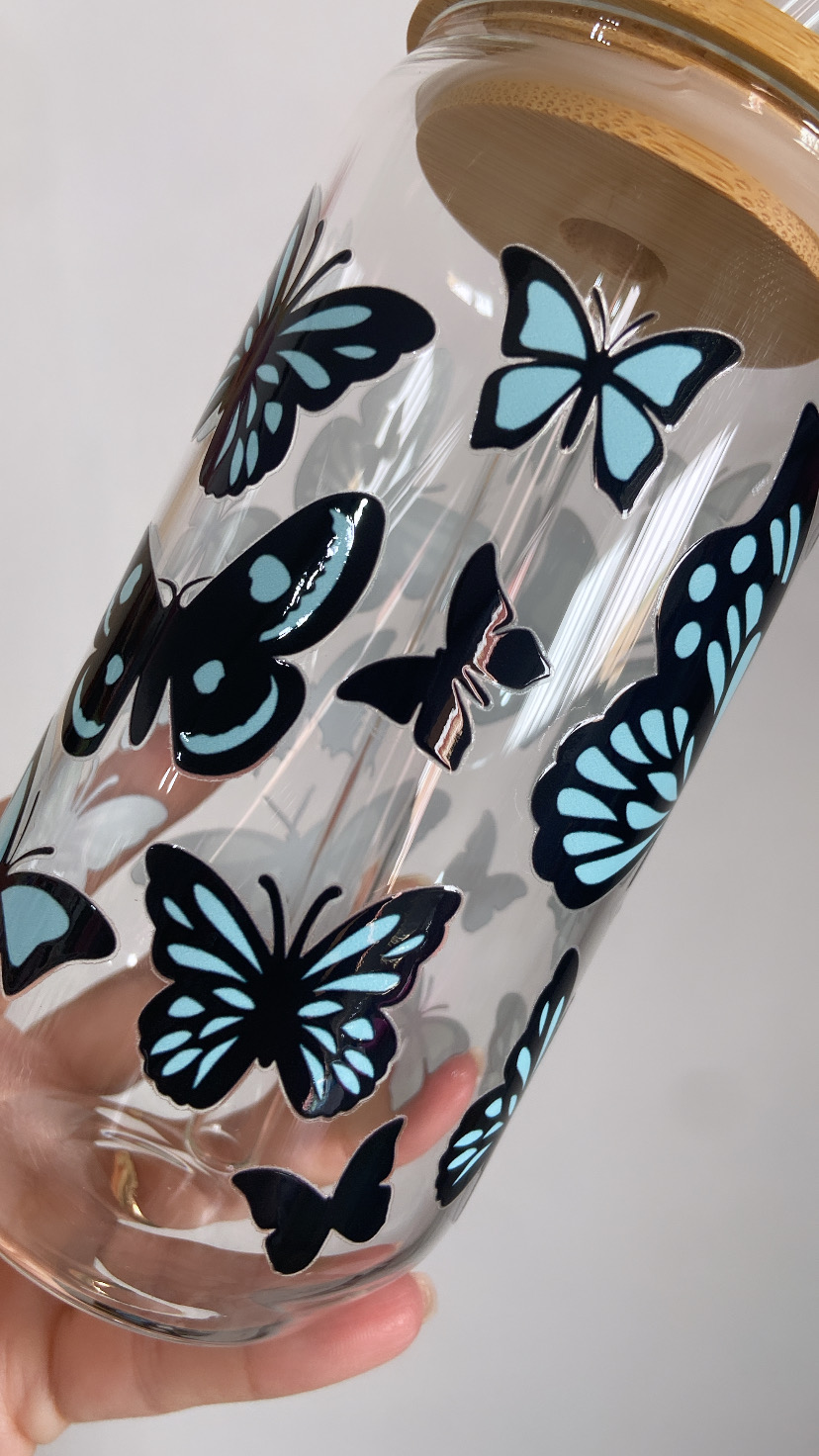 Taza de vidrio 550 ml Mariposa 🦋 - Imagen 2