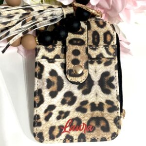 Monedero/ Tarjetero con pulsera polipiel Leopardo