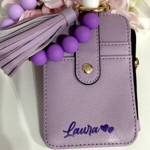 Monedero/ Tarjetero con pulsera polipiel Morado