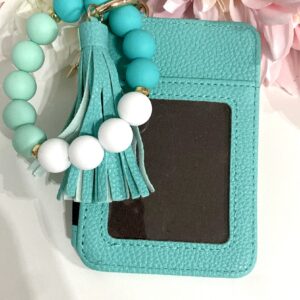 Alternative view of Monedero/ Tarjetero con pulsera polipiel Verde agua