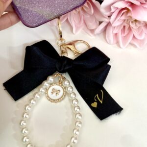 Llavero Lazo con perlas Negro