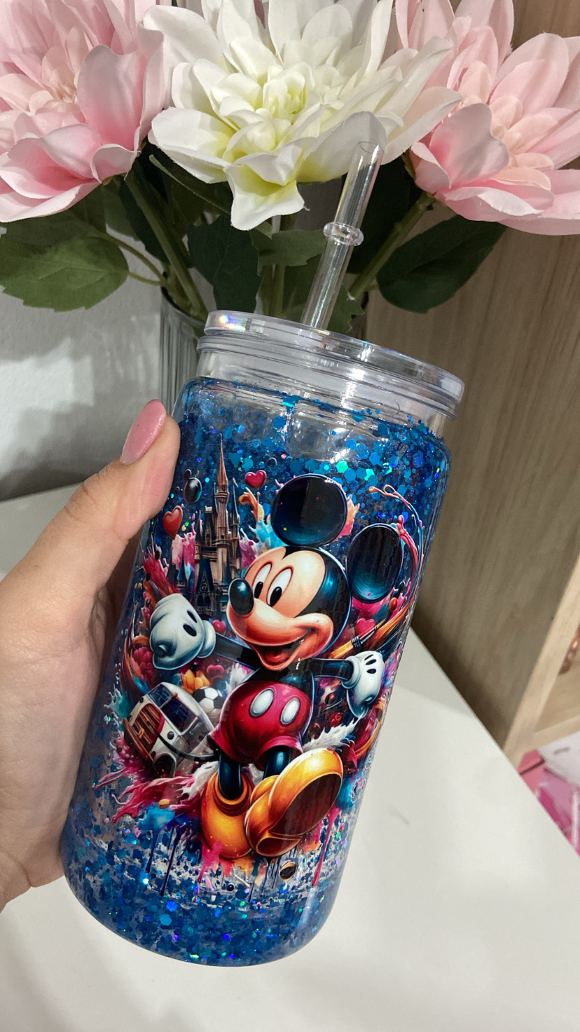 Vaso plástico GLITTER 550 ml Mickey