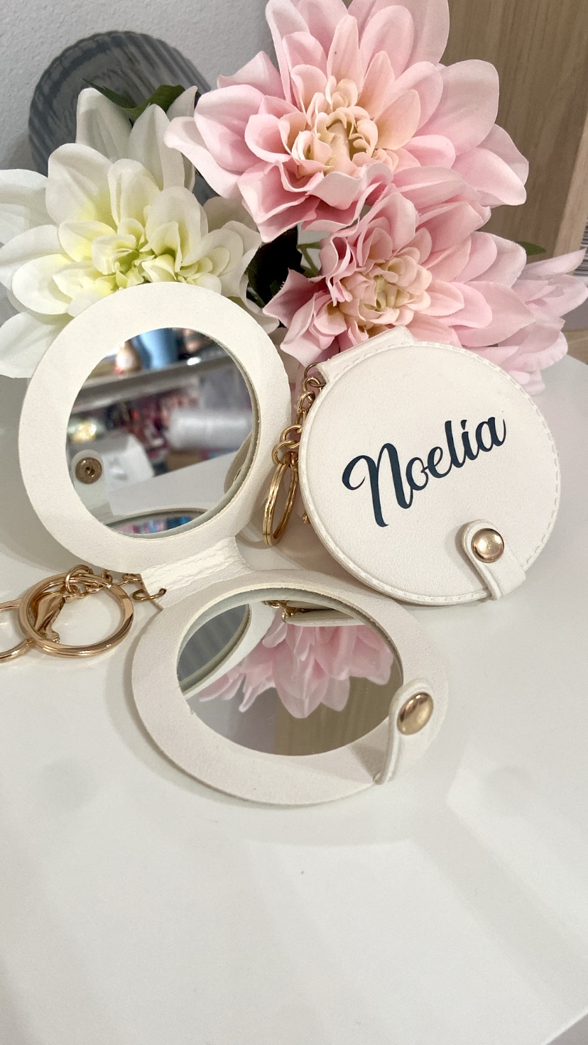 Espejo personalizado Nombre Blanco