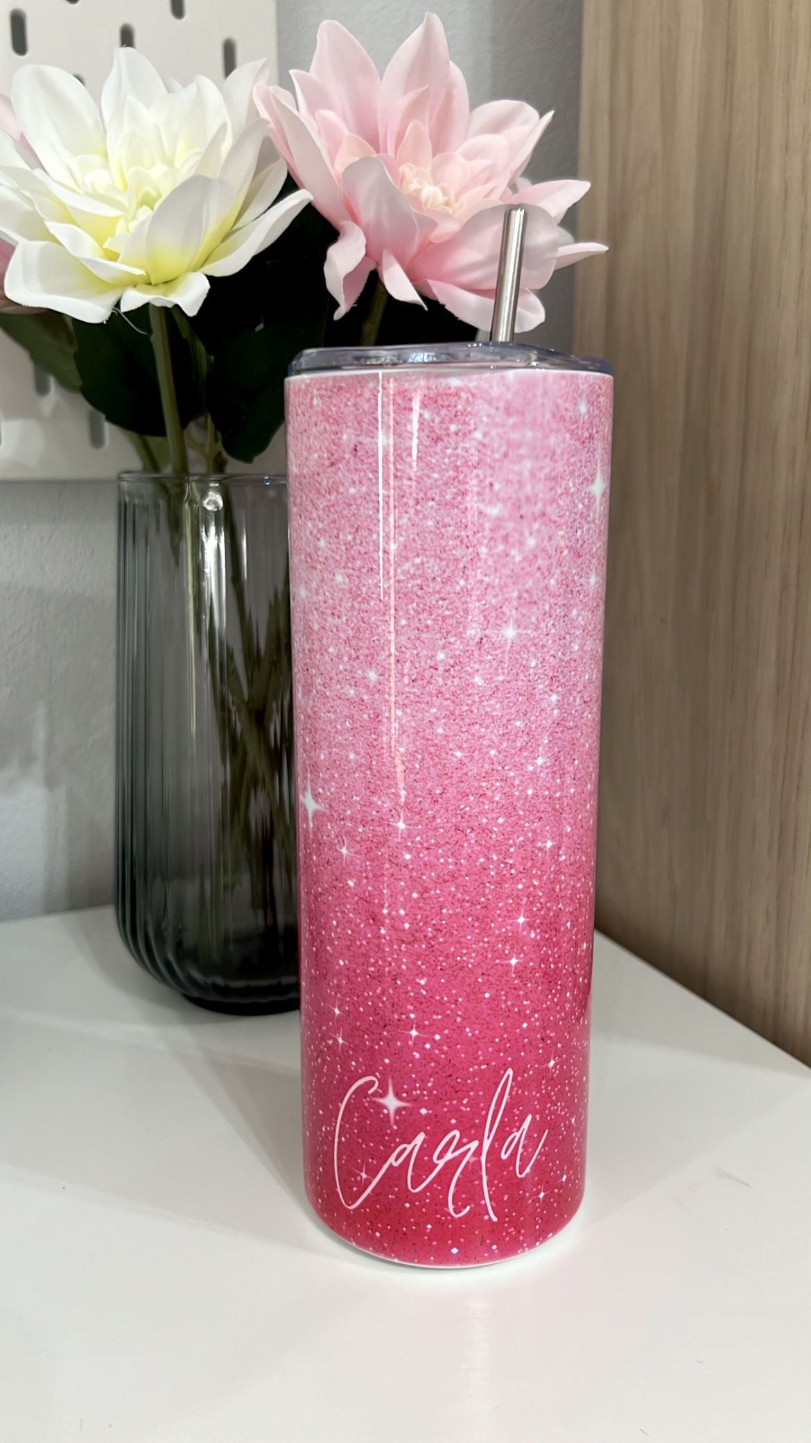 TUMBLER 600 ml Rosa Purpurina - Imagen 2