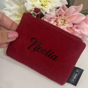 Monedero fieltro Burdeos personalizado