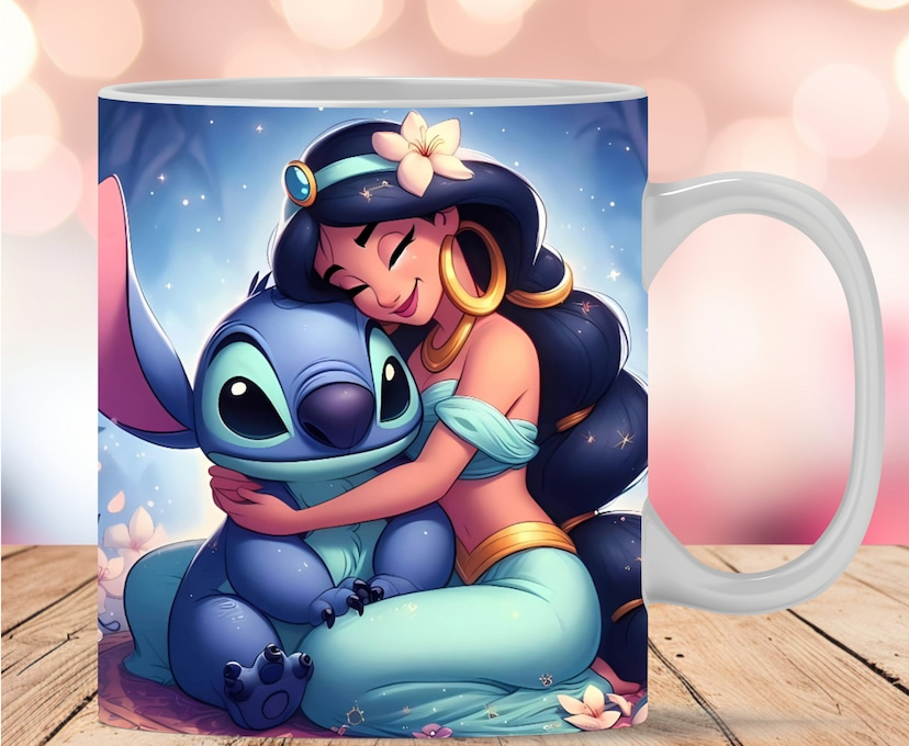 Taza Jazmín y Stitch