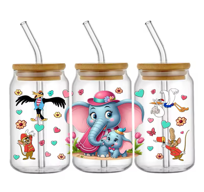Taza de Vidrio 550 ml DUMBO Y SU MAMÁ
