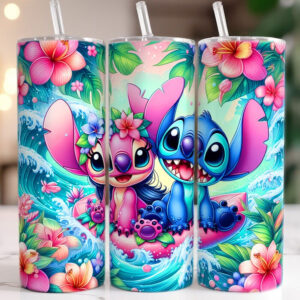 Tumbler 600 ml Stitch y Ángel