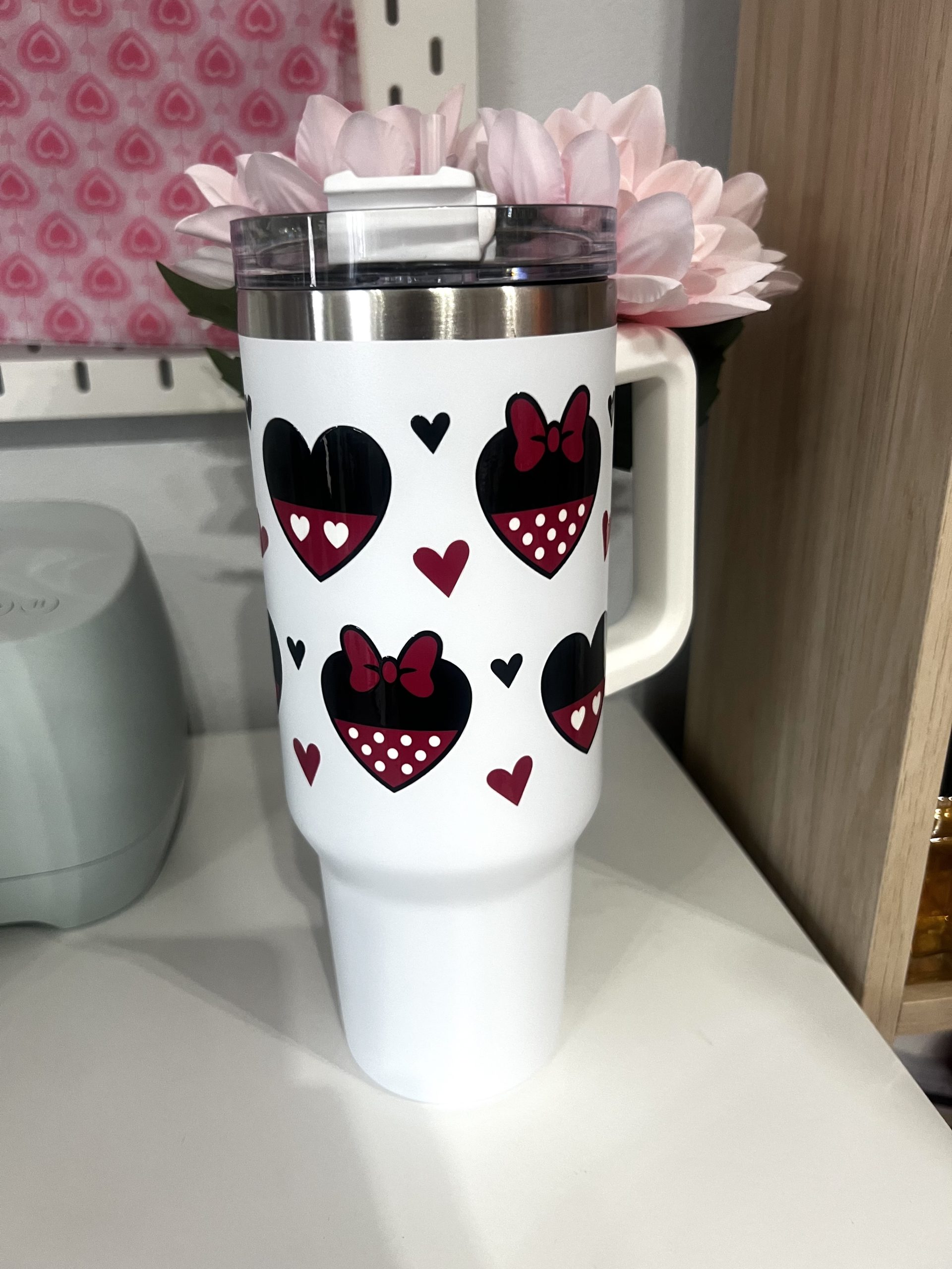 Vaso térmico de acero inoxidable de 1200 ml , con pajita y doble pared . Para bebidas calientes y frías MICKY MINIE - Imagen 2