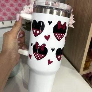 Vaso térmico de acero inoxidable de 1200 ml , con pajita y doble pared . Para bebidas calientes y frías MICKY MINIE