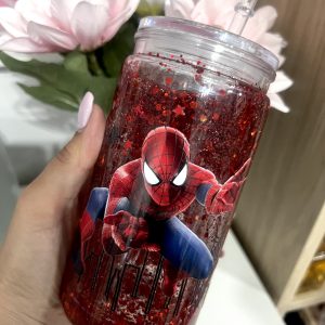 Vaso plástico GLITTER 550 ml SPIDERMAN
