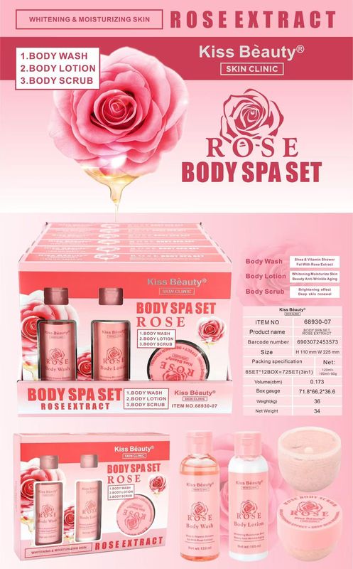 Set Spa con Gel de Baño, Loción Corporal y Exfoliante Corporal