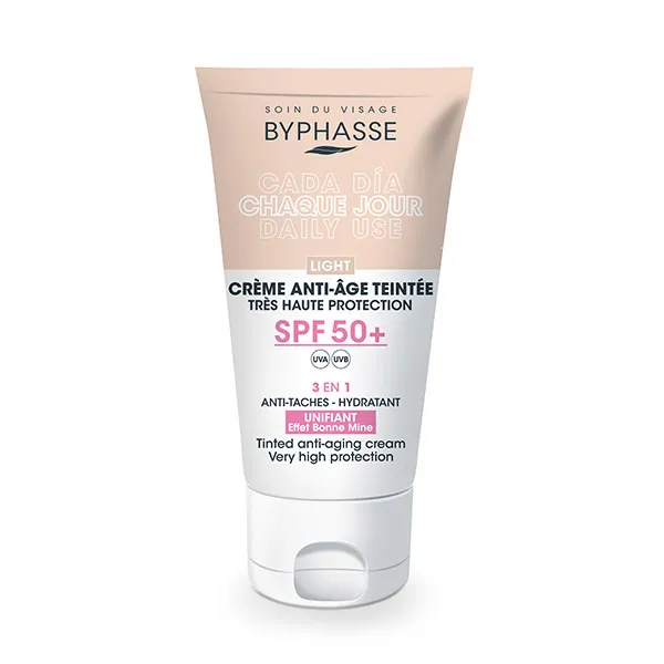 BYPHASSE Spf 50+ Crema facial antiedad con color