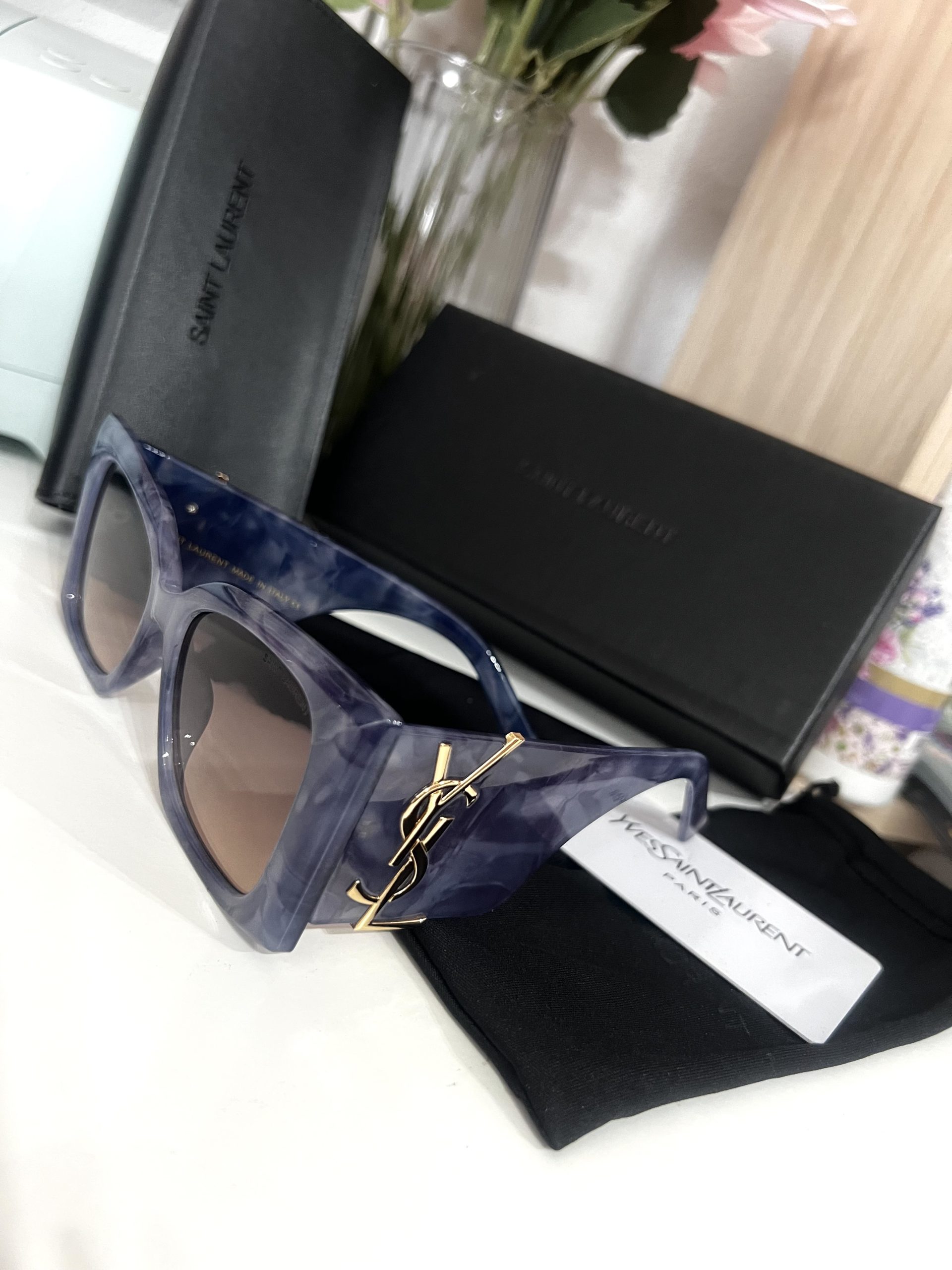 GAFAS GRABADA CON CAJA + FUNDA LAUREN AZUL