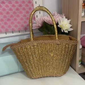 BOLSO CESTA RAFIA DORADO