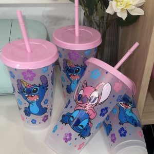 VASO PLASTICO 700 ML STITCH ROSA