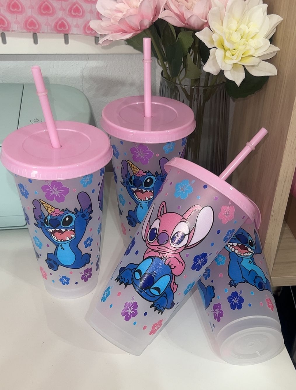 VASO PLASTICO 700 ML STITCH ROSA