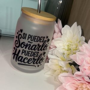 TAZA DE VIDRIO 400 ML (SI PUEDES SOÑARLO , PUEDES HACERLO)