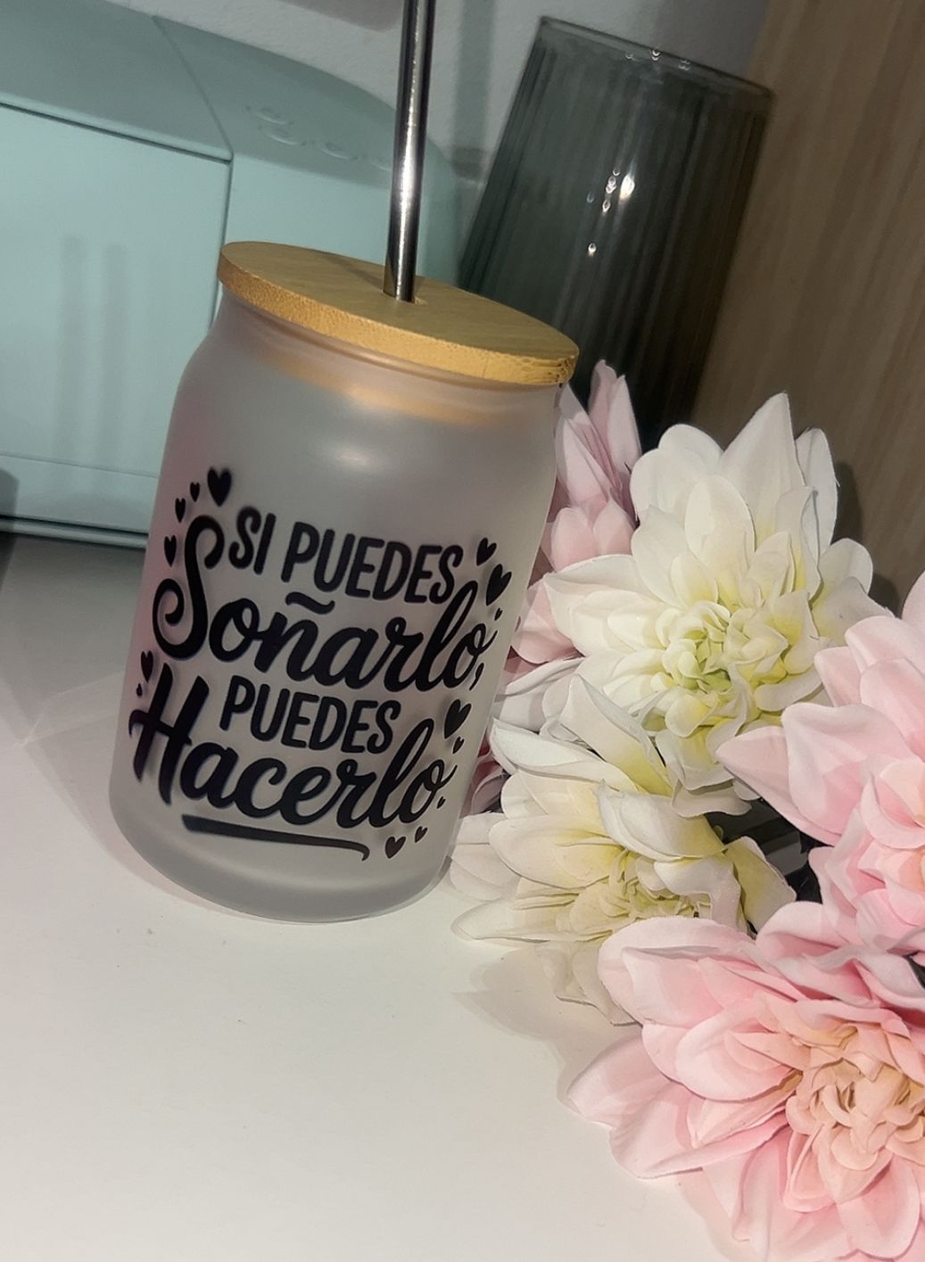 TAZA DE VIDRIO 400 ML (SI PUEDES SOÑARLO , PUEDES HACERLO)