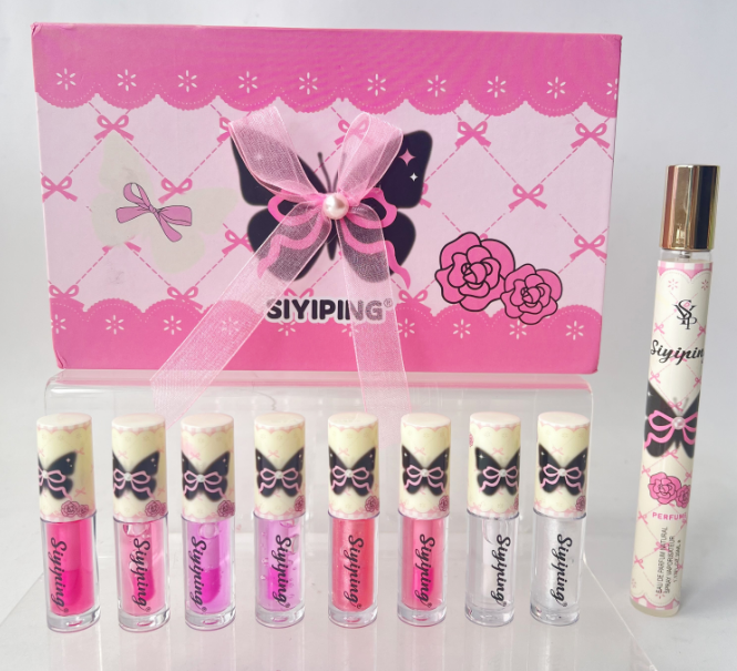 CAJA REGALO 8 LIP GLOSS + MINI TALLA YSL
