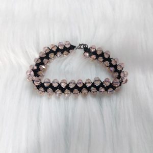 PULSERA DOBLE CROCHET NEGRA Y ROSA