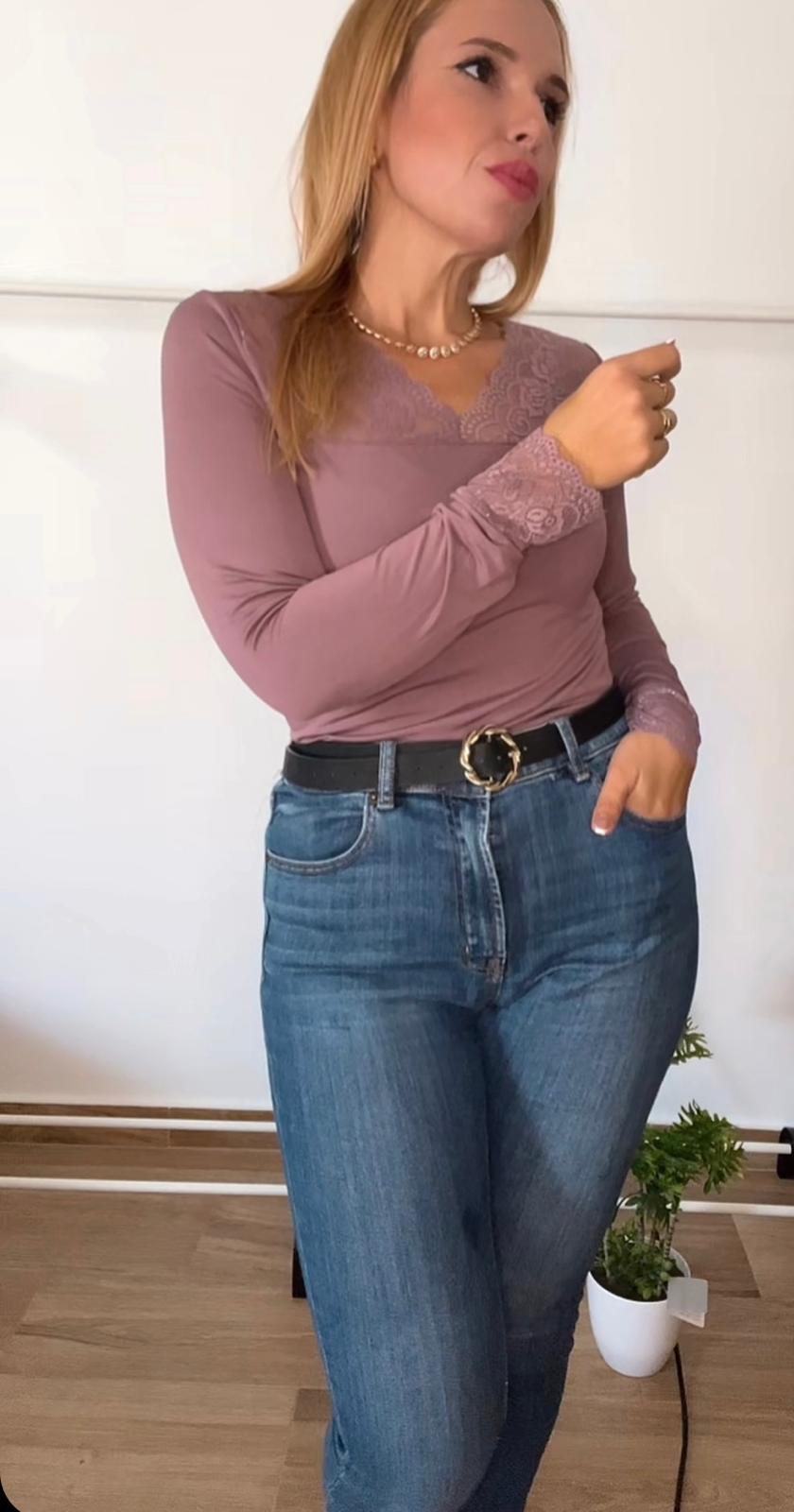 CAMISETA TERMICA CON ENCARJE VICTORIA TALLA 2XL/3XL MALVA - Imagen 2