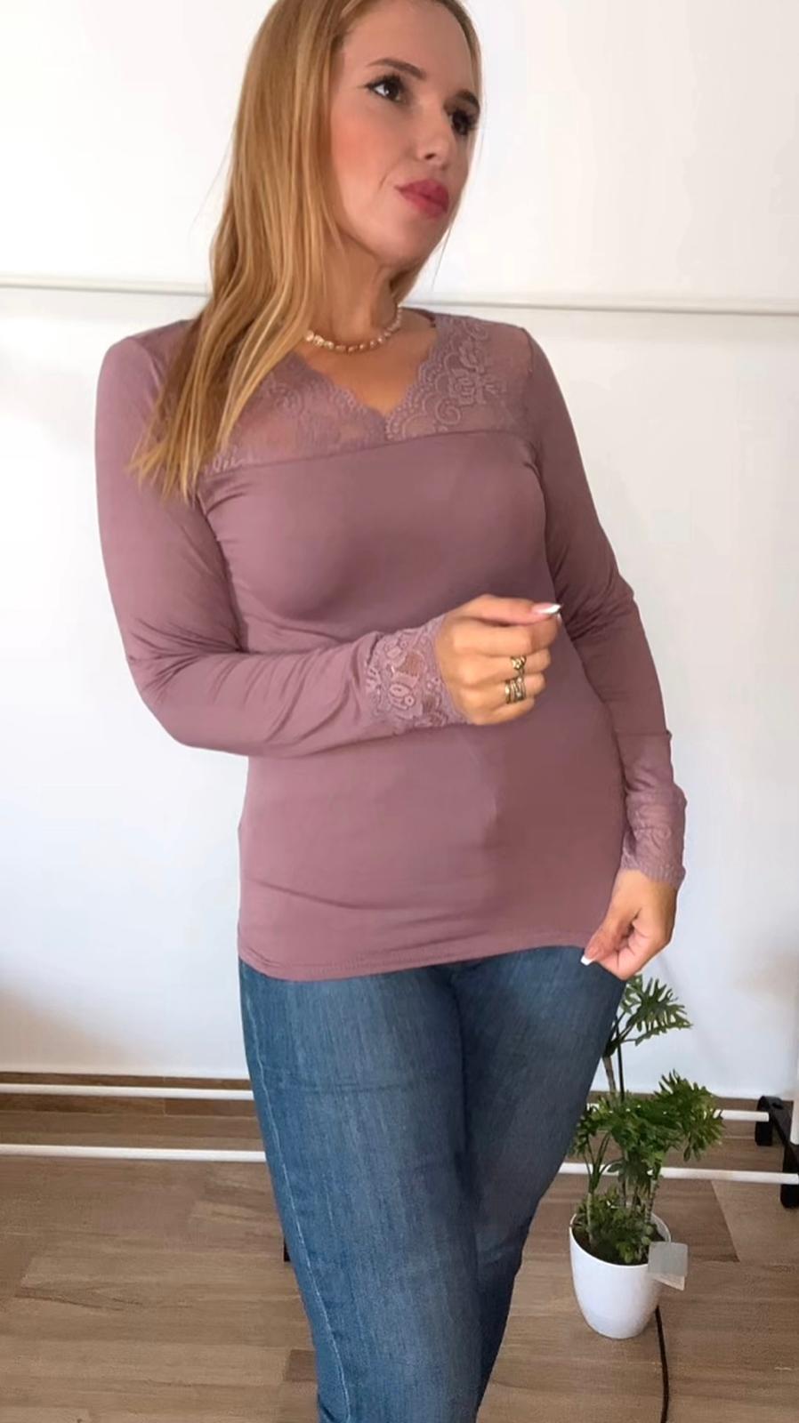 CAMISETA TERMICA CON ENCARJE VICTORIA TALLA 2XL/3XL MALVA - Imagen 3