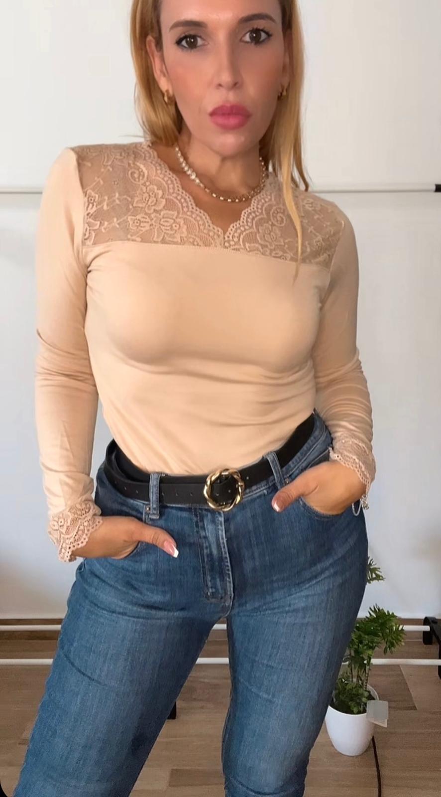 CAMISETA TERMICA CON ENCARJE VICTORIA TALLA L/XL BEIG - Imagen 2