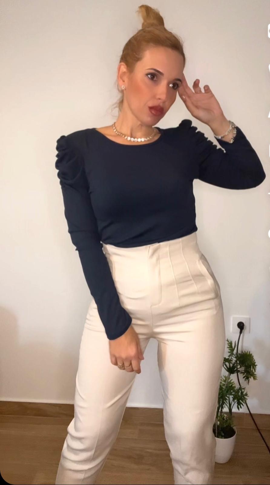 CAMISETA VOLANTE AZUL MARINO