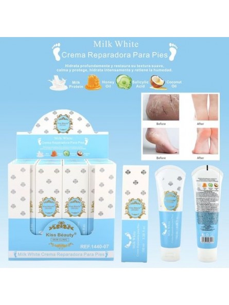 CREMA REPARADORA PIES MILK WHITE 100ML - KISS BEAUTY